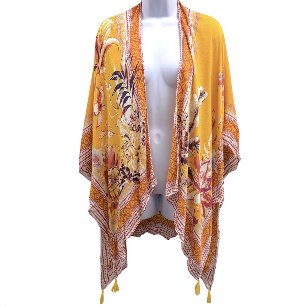 Vince Camuto Missy Womens One Size Cover Up Shawl Floral Marigold Colorful NWT